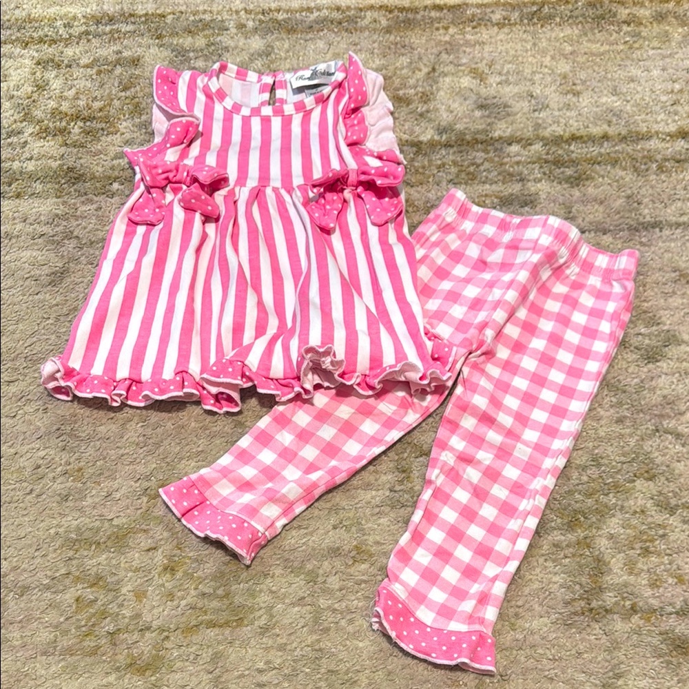 Rare Editions Toddler Girl Pink & White Ruffle Set 2T
